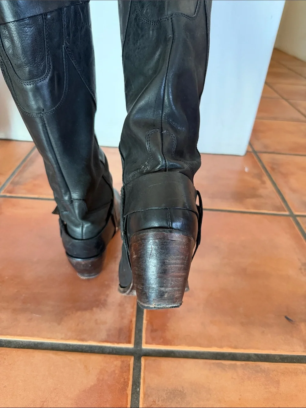 Dolce Vita Black Over-the-Knee Leather Boots with Buckle